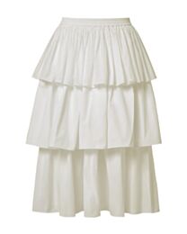 Alaia Women's Ruffled Cotton Midi Skirt Cream
