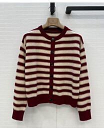 Brunello Cucinelli Women's Shimmering Stripes Cashmere Cardigan Red