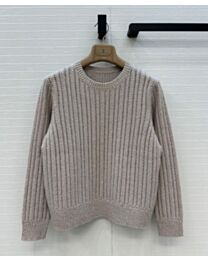Brunello Cucinelli Women's Shimmering Ribbed Sweater Gray