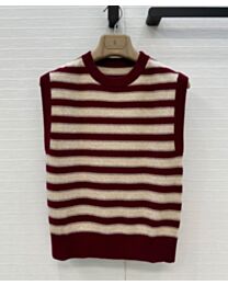 Brunello Cucinelli Women's Shimmering Striped Cashmere Knit Vest Red