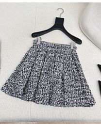 Balmain Women's Tweed Pleated Mini Skirt Black