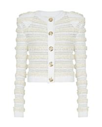 Balmain Women's Tweed Cardigan White