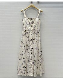 Christian Dior Women's Printed Strappy Dress Cream