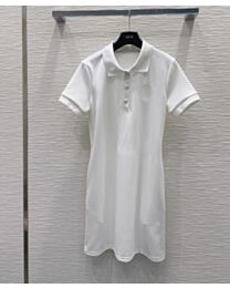 Christian Dior Women's Polo-Collar Dress With Medallion Print White