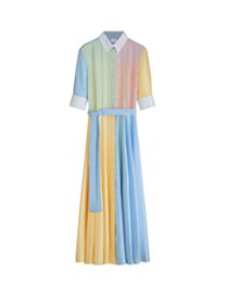 Christian Dior Women's Dioriviera Midi-Hemdkleid Mit Gurtel D-Stripes Seidentwill Blue