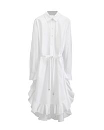 Christian Dior Women's Dioriviera Mid-Length Ruffled Dress White Cotton Poplin White