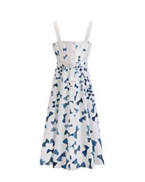 Christian Dior Women's Dioriviera Mid-Length Belted Dress Cotton Poplin Blue