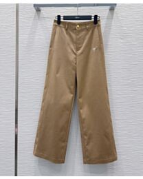 Christian Dior Women's Logo-Detailed Wide-Leg Trousers Apricot