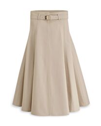 Christian Dior Women's Cotton-Silk Gabardine Midi Skirt With Belt Apricot