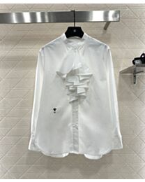 Christian Dior Women's Ruffle Blouse Shirt White