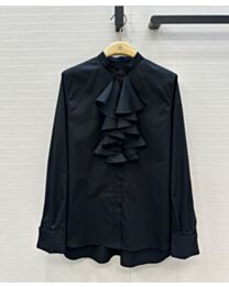 Christian Dior Women's Stand-Collar Ruffled Shirt