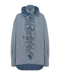 Christian Dior Women's Blouse With Removable Ruched Collar Blue