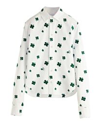 Christian Dior Women's Embroidered Blouse Blend Poplin Green