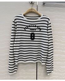 Christian Dior Women's Striped Knit Sweater Cream