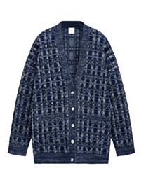 Christian Dior Women's Oversized Cannage Cardigan Heathered Dark Blue