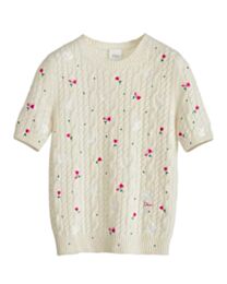Christian Dior Women's Dioramour Short-Sleeved Knitted Top Cream