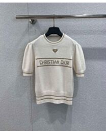 Christian Dior Women's Short-Sleeved Sweater Cream