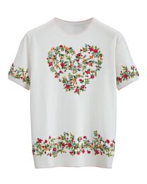 Christian Dior Women's Dioramour Short-Sleeved Embroidered Sweater Cream