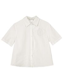 Christian Dior Women's Embroidered Cotton Short-Sleeve Shirt White