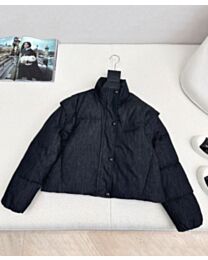 Celine Women's Short Denim Down Jacket Black