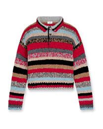 Celine Women's Polo Sweater In Mouline Alpaca And Wool Red