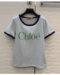 Chloe Women's Logo-Print Cotton Women's T-Shirt Gray
