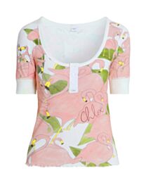 Chloe Women's Printed Ribbed Cotton-Jersey T-Shirt Pink