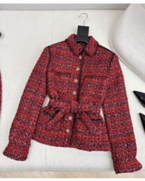 Chanel Women's Tweed Jacket With A Belt Red