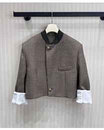 Chanel Women's Houndstooth Cropped Jacket Coffee