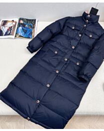 Chanel Women's Long Down Jacket Dark Blue