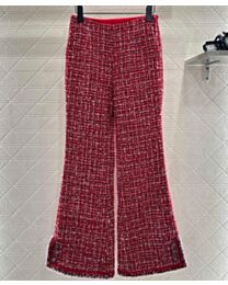 Chanel Women's Tweed Bell-Bottoms Red