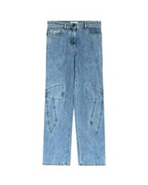 Chanel Women's 3D Bow Embroidered Straight Leg Jeans Blue