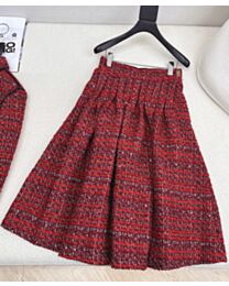 Chanel Women's Demi-Jupe Longue Pliee Red