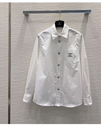 Chanel Women's Double-C Embroidered Long-Sleeve Shirt White