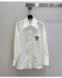 Chanel Women's Cotton Long-Sleeve Shirt White