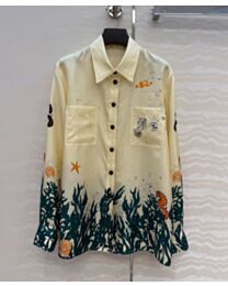 Chanel Women's Printed Silk Shirt Cream