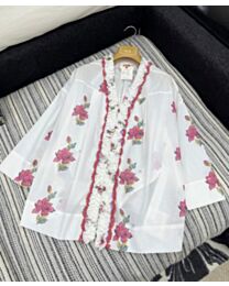 Chanel Women's Handmade Ruffled Printed Shirt White