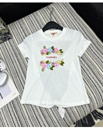 Chanel Women's Embroidered Back Cutout T-shirt White