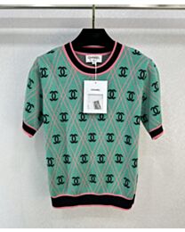 Chanel Women's Knitting Logo T-shirt Green
