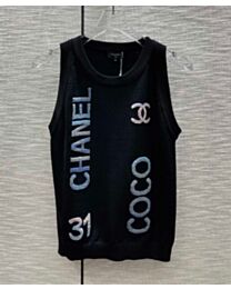 Chanel Women's Logo Embroidery Vest Black