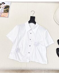 Chanel Women's 3D Rose Flower Shirt White
