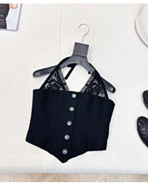 Chanel Women's Lace Patchwork Camisole Black
