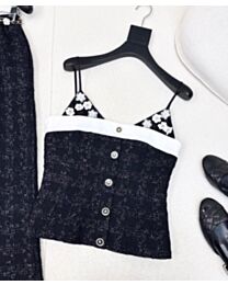 Chanel Flower Tweed Cami Black
