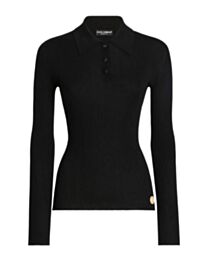 Dolce Gabbana Women's Cashmere Polo Sweater Black