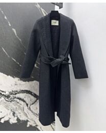 Fendi Women's Wool Blend Belted Coat Gray