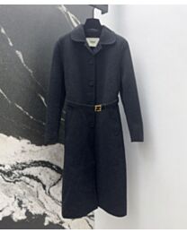 Fendi Women's Belted Wool Coat Black