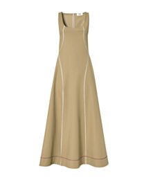 Fendi Women's Dark Beige Cotton Dress Apricot