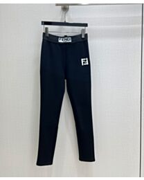 Fendi Women's Embroidered Double F Leggings Black