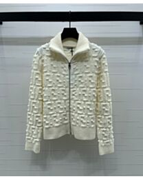 Fendi Women's Zippered Knit Jacket Cream