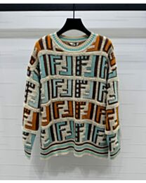 Fendi Women's FF Jacquard Knit Pullover Green
